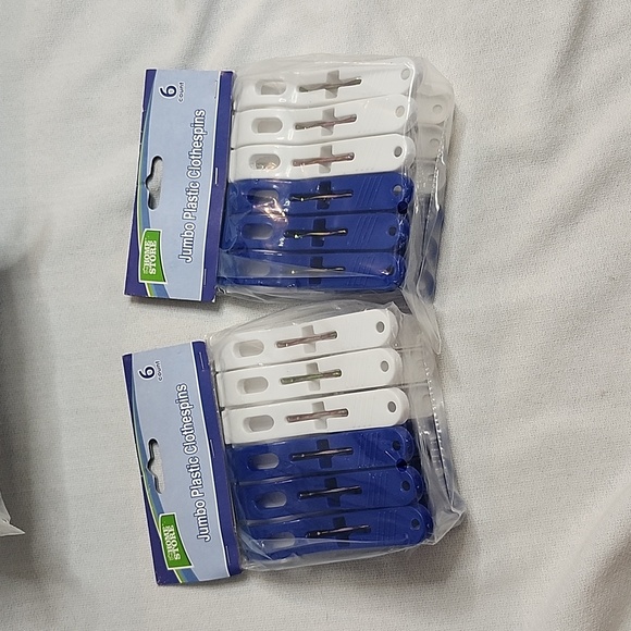 NIB Set of 6 count Jumbo Plastic & 100 hardwood clothespins with CEDAR Hangers - Picture 2 of 16